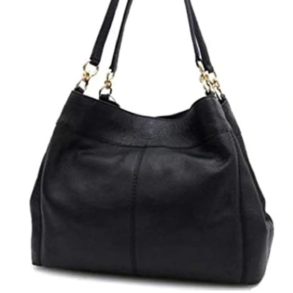 COACH Large Lexy Shoulder Bag Black with Gold Hardware